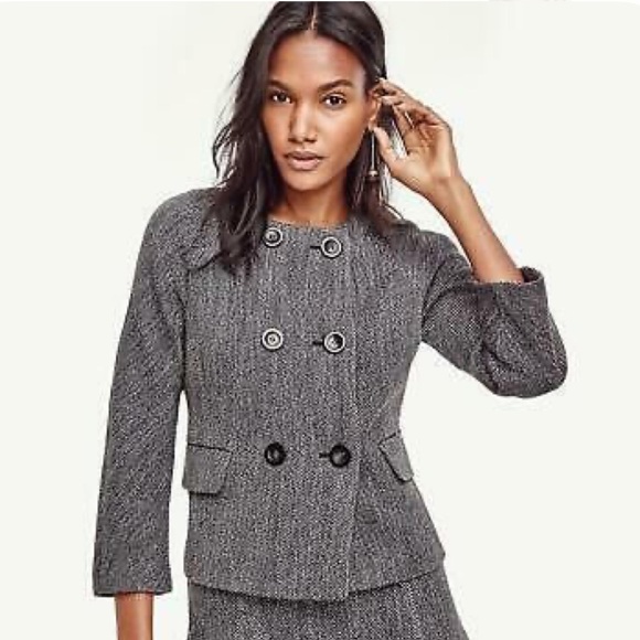 Ann Taylor Jackets & Blazers - Ann Taylor Double Breasted Collarless Blazer Grey  Size 4